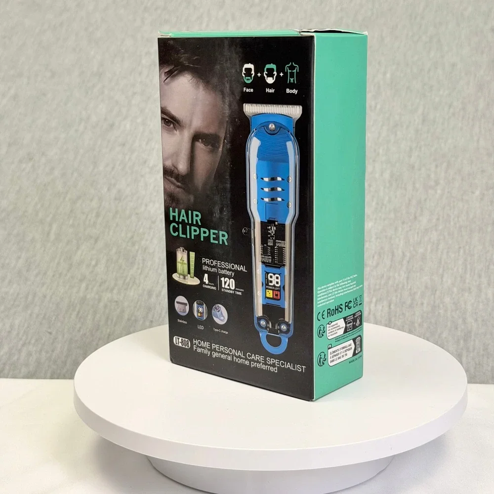 KAHL LT-808 Professional Hair Clipper Cordless LED Display Blue Face Hair Body